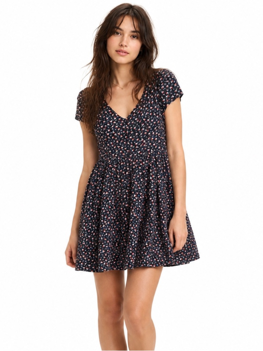 Denim & Supply Ralph Lauren Floral Babydoll Dress Navy Boho Cottagecore Prairie